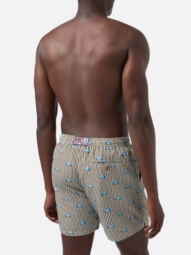 Striped Lighting Micro swim shorts with Fiat 500 print | Special edition