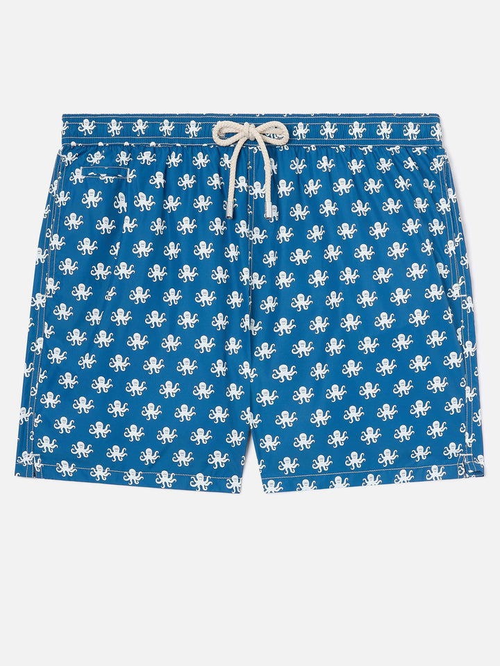Short de bain Micro Blue Lighting à imprimé pieuvre 