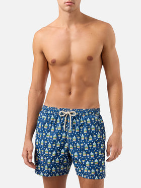 Navy Lighting Micro swim shorts with Portofino Gin print | Special Edition