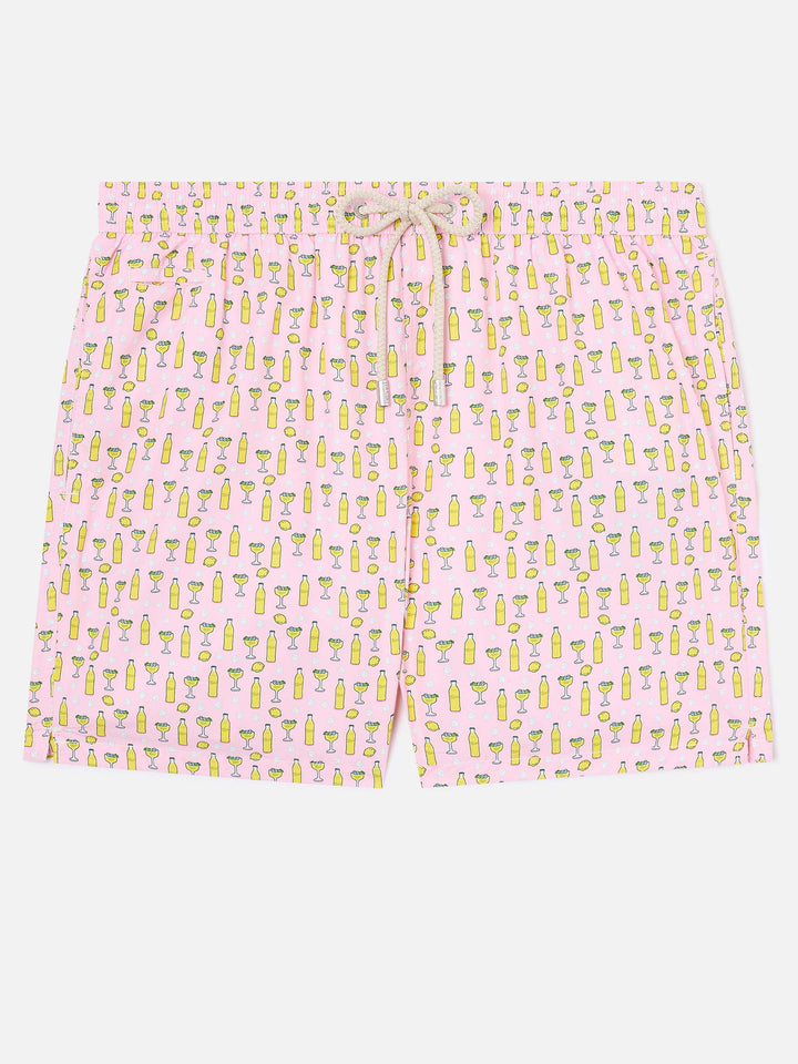 Short de bain micro Pink Lighting avec imprimé cocktail Tassoni | Special Edition 