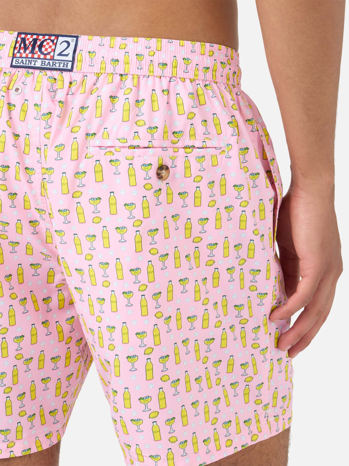 Pink Lighting Micro swim shorts with Tassoni cocktail print | Special Edition