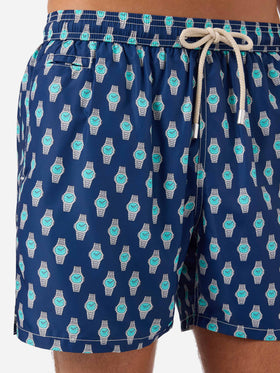 Grey Lighting Micro swim shorts with watch golden hour print