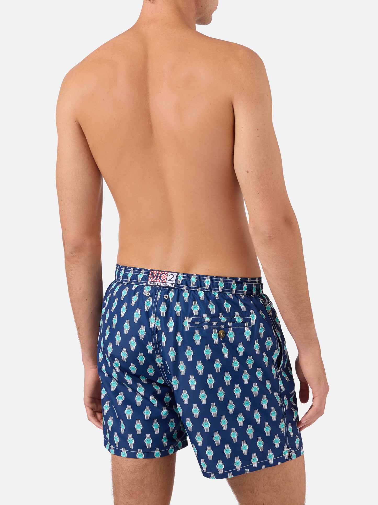 Grey Lighting Micro swim shorts with watch golden hour print