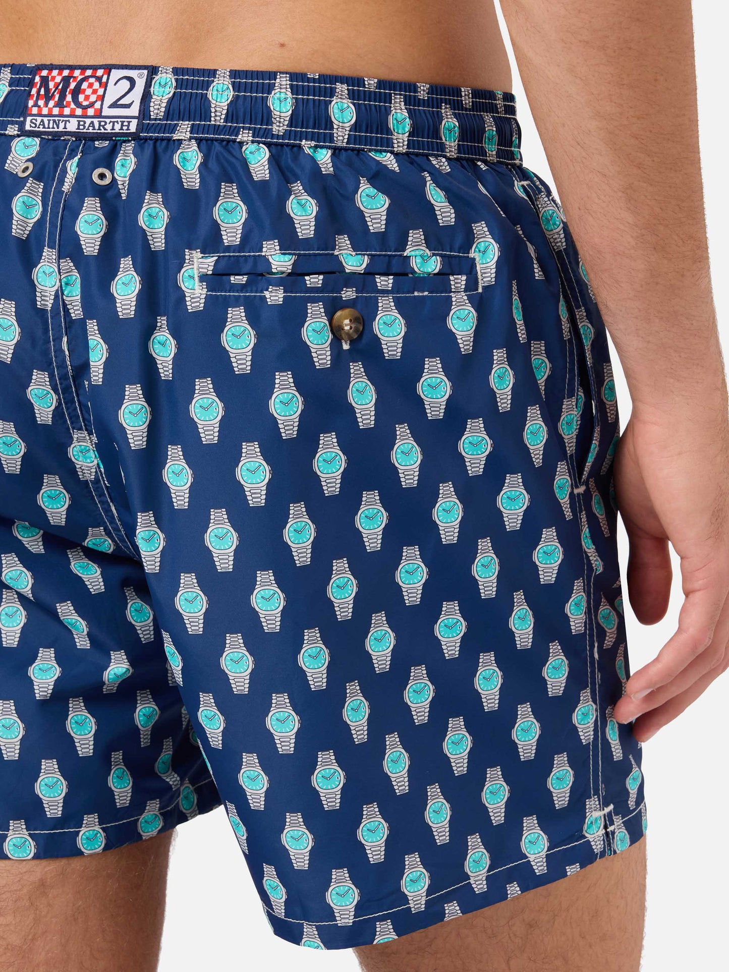 Grey Lighting Micro swim shorts with watch golden hour print