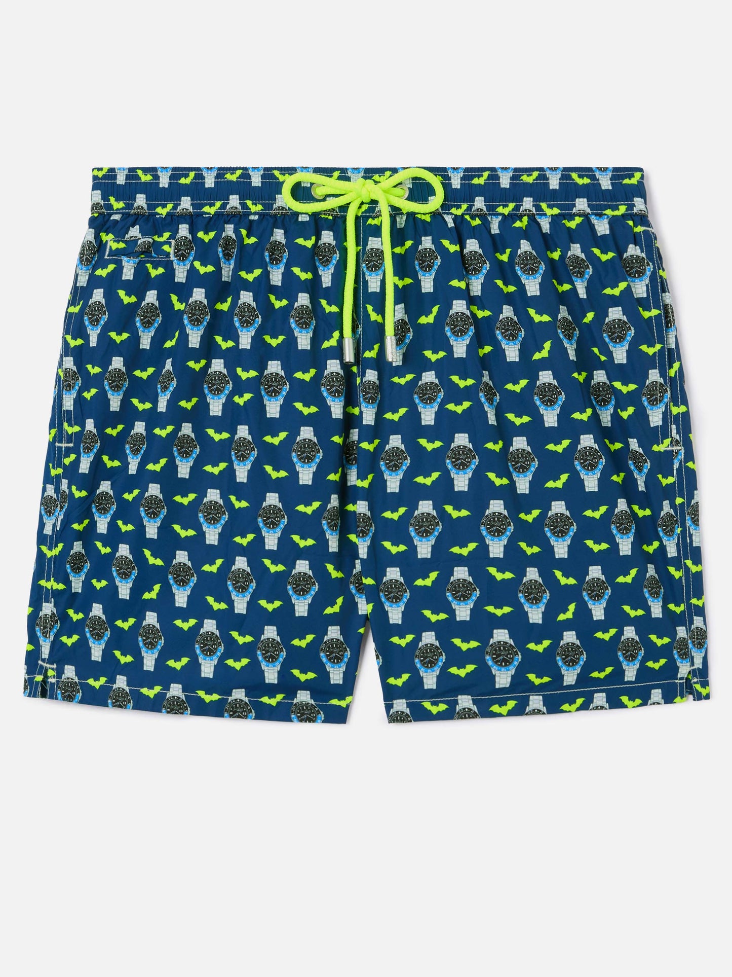 Short de bain Micro Lighting bleu marine avec imprimé watch bat o'clock 