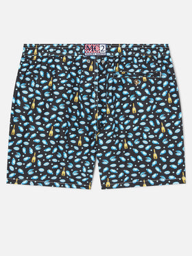 Black Lighting Micro swim shorts with watch and oyster print
