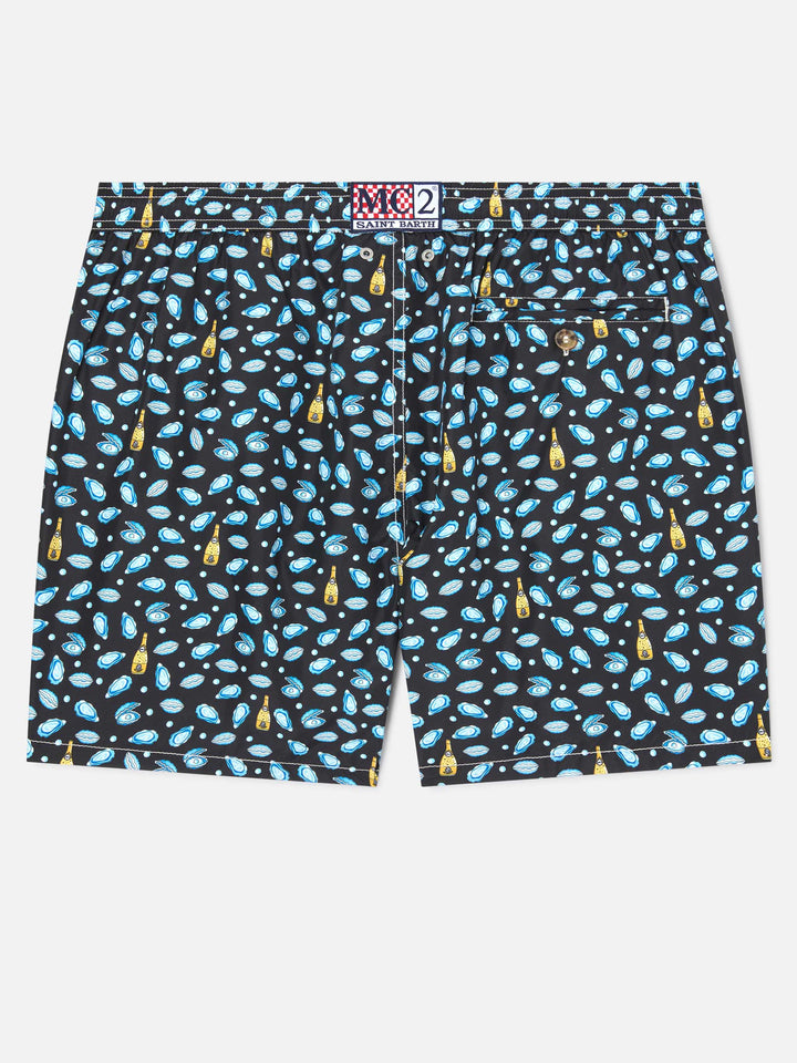 Black Lighting Micro swim shorts with watch and oyster print