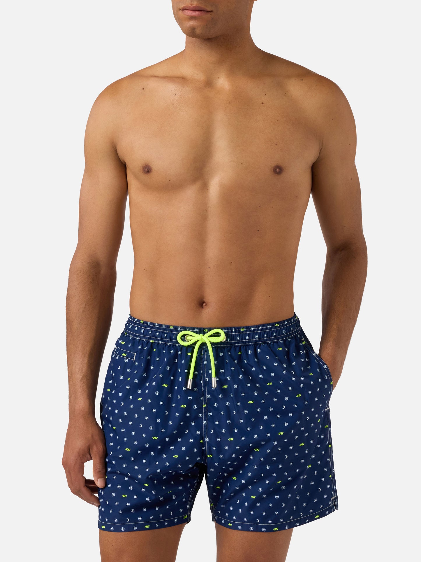 Short de bain Lighting Micro bleu marine avec imprimé all-over VR46 | VR46 SPECIAL EDITION 