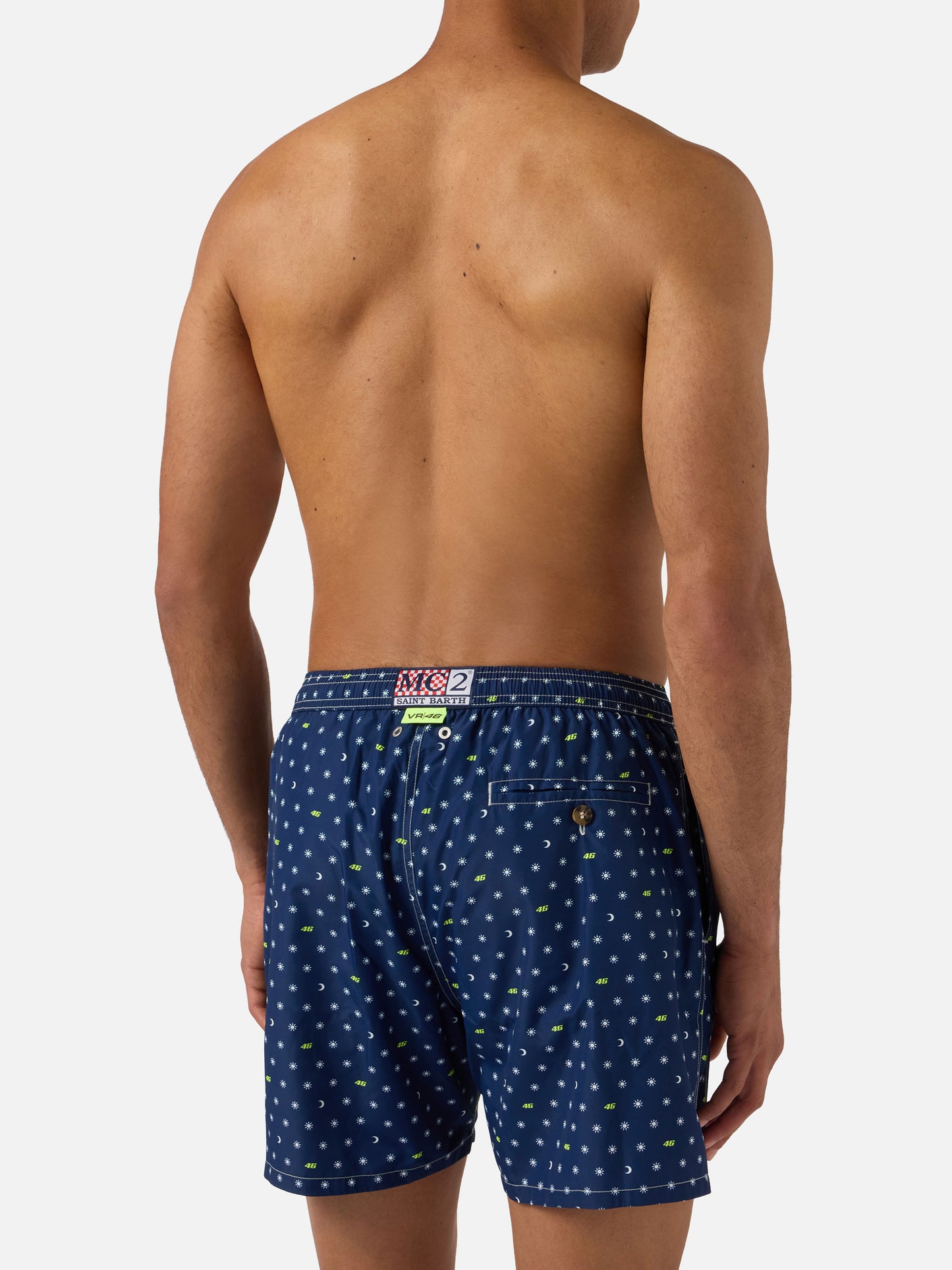 Short de bain Lighting Micro bleu marine avec imprimé all-over VR46 | VR46 SPECIAL EDITION 