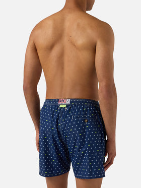 Short de bain Lighting Micro bleu marine avec imprimé all-over VR46 | VR46 SPECIAL EDITION 