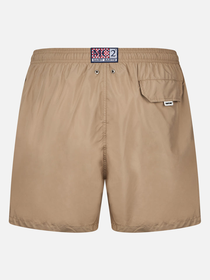 Man lightweight fabric beige swim shorts Lighting Pantone | PANTONE® SPECIAL EDITION - MC2 Saint Barth