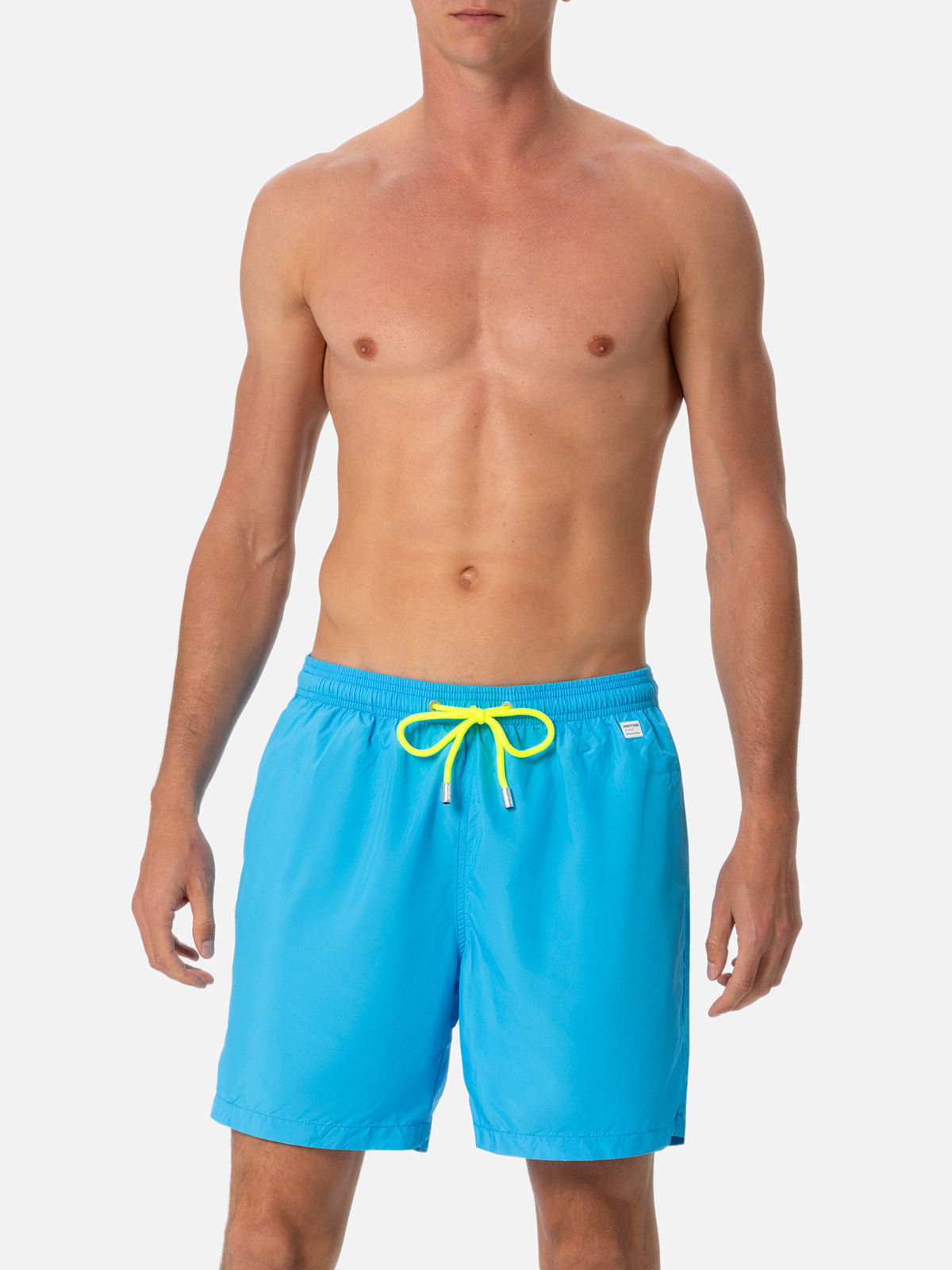 Man lightweight fabric aqua blue swim shorts Lighting Pantone | PANTONE® SPECIAL EDITION - MC2 Saint Barth