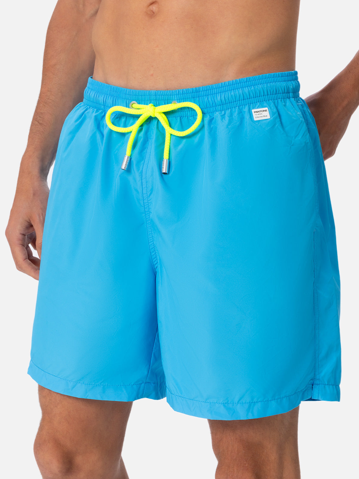 Man lightweight fabric aqua blue swim shorts Lighting Pantone | PANTONE® SPECIAL EDITION - MC2 Saint Barth
