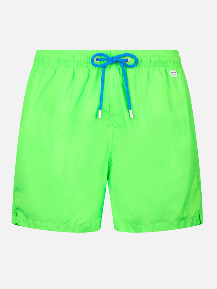 Man lightweight fabric fluo green swim shorts Lighting Pantone | PANTONE® SPECIAL EDITION - MC2 Saint Barth