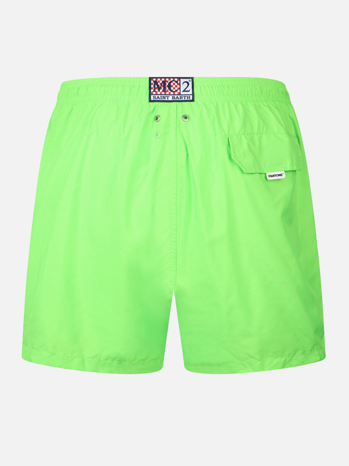 Man lightweight fabric fluo green swim shorts Lighting Pantone | PANTONE® SPECIAL EDITION - MC2 Saint Barth