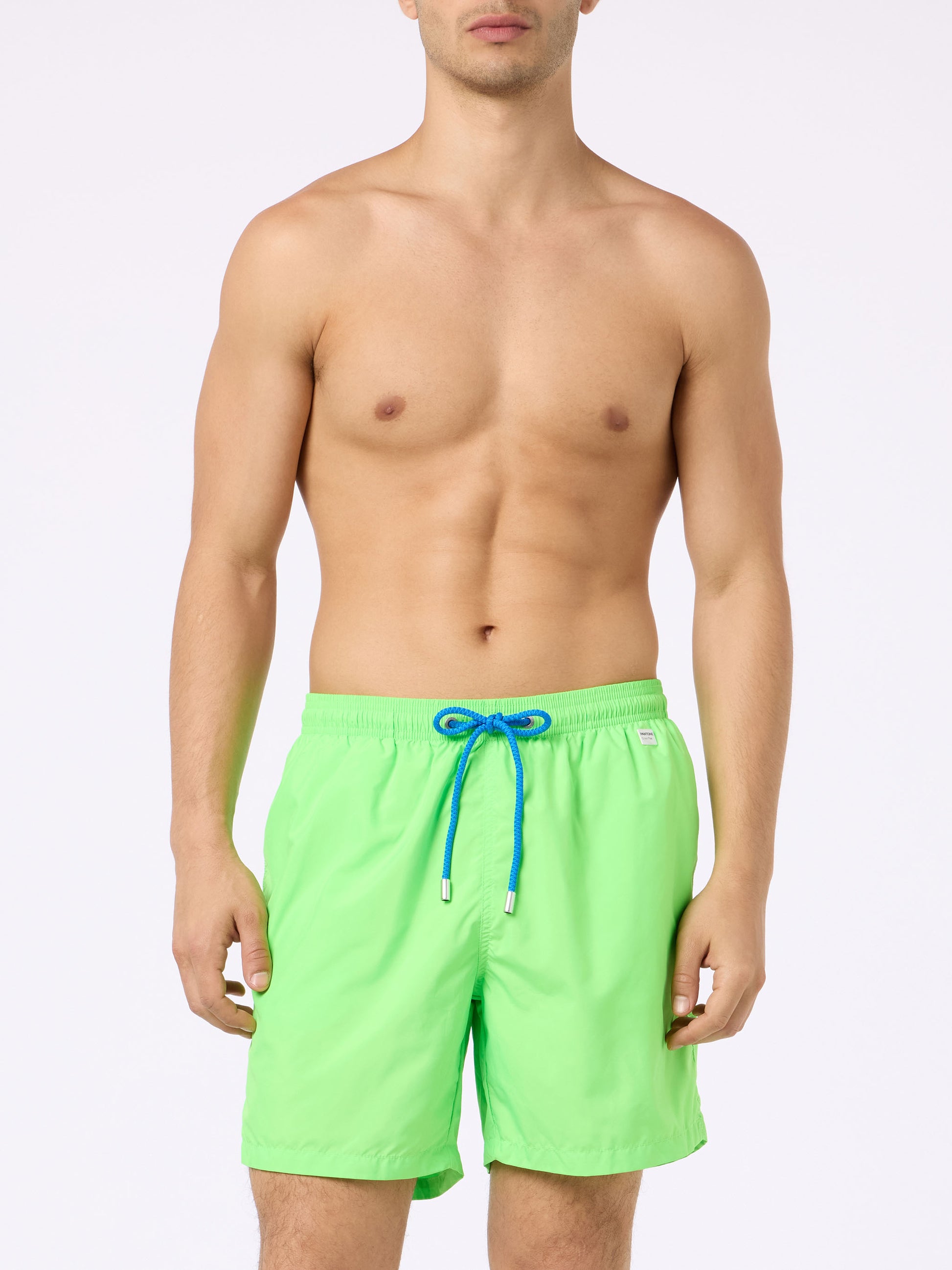 Man lightweight fabric fluo green swim shorts Lighting Pantone | PANTONE® SPECIAL EDITION - MC2 Saint Barth