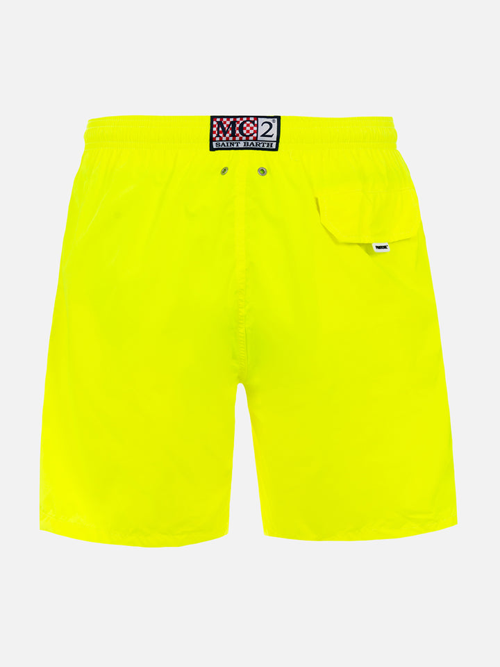 Man lightweight fabric fluo yellow swim shorts Lighting Pantone | PANTONE® SPECIAL EDITION - MC2 Saint Barth