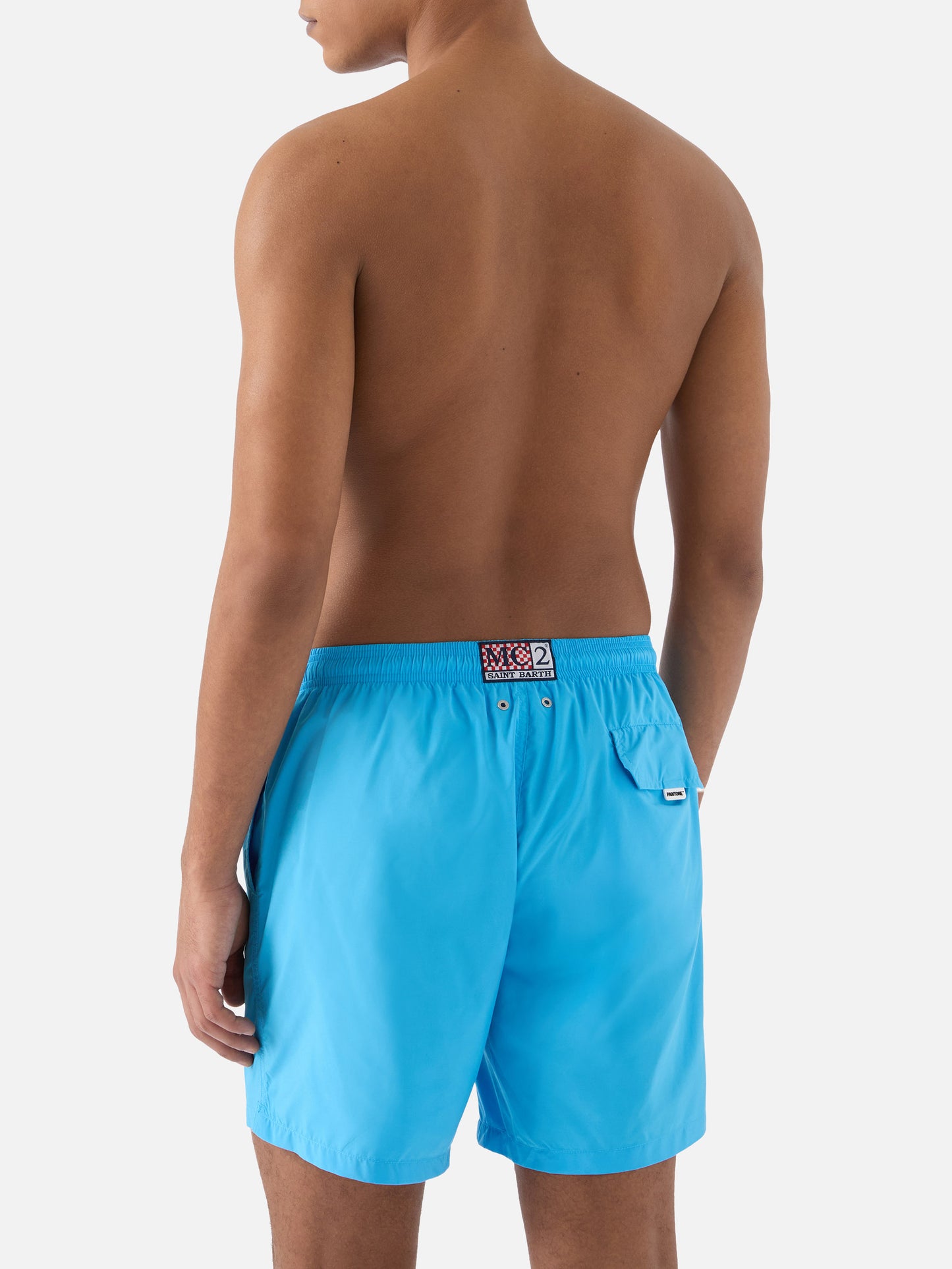 Lighting Pantone swim shorts in solid sky blue | Special Edition