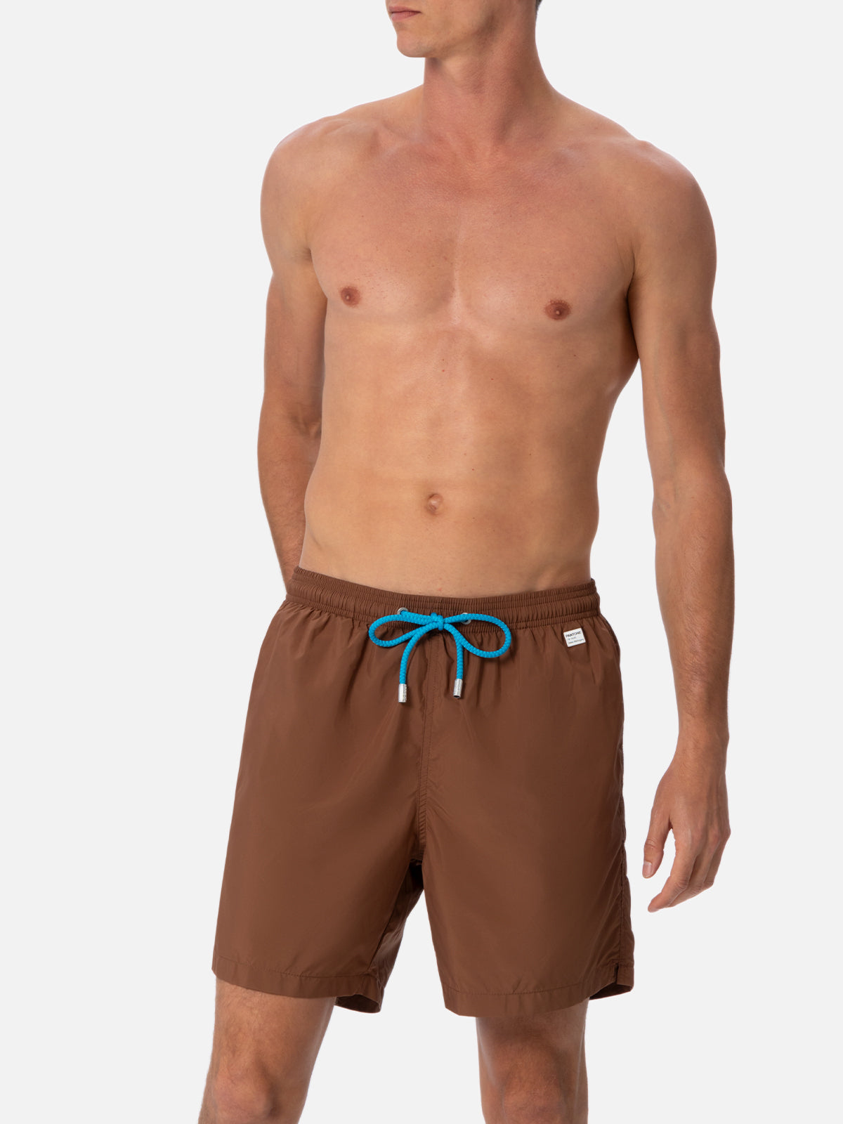 Man lightweight fabric brown swim shorts Lighting Pantone | PANTONE® SPECIAL EDITION - MC2 Saint Barth
