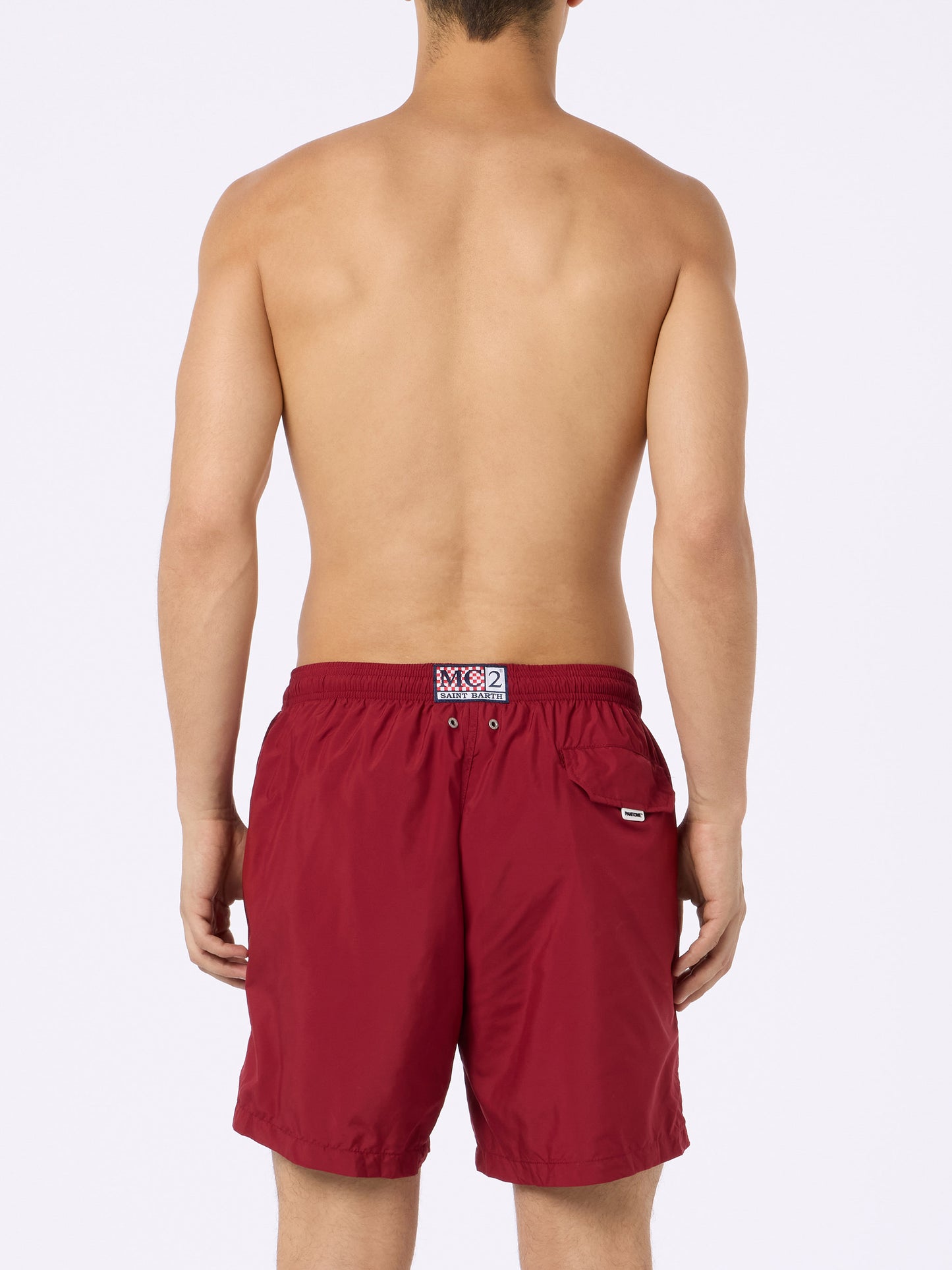 Man lightweight fabric burgundy swim shorts Lighting Pantone | PANTONE® SPECIAL EDITION - MC2 Saint Barth