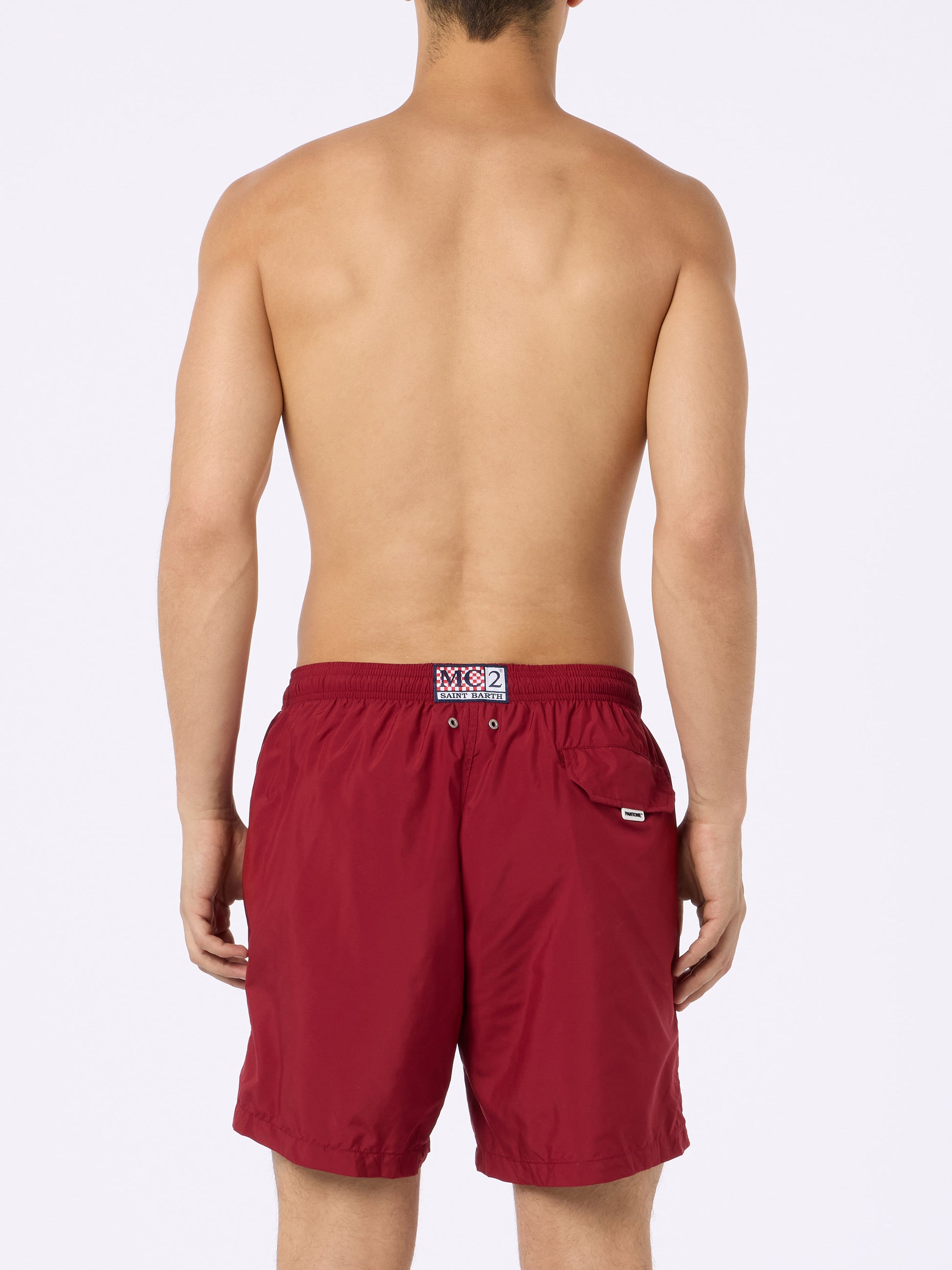 Man lightweight fabric burgundy swim shorts Lighting Pantone | PANTONE® SPECIAL EDITION - MC2 Saint Barth