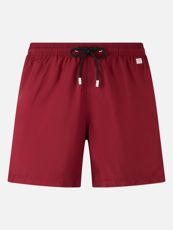 Man lightweight fabric burgundy swim shorts Lighting Pantone | PANTONE® SPECIAL EDITION - MC2 Saint Barth