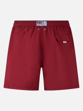 Man lightweight fabric burgundy swim shorts Lighting Pantone | PANTONE® SPECIAL EDITION - MC2 Saint Barth