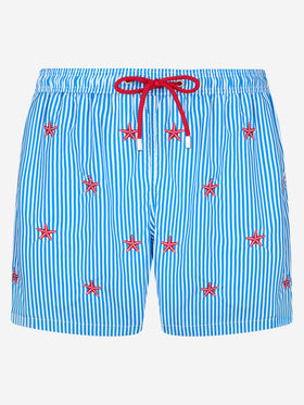 Herren-Badeshorts aus leichtem Stoff Lighting mit aufgestickten Seesternen