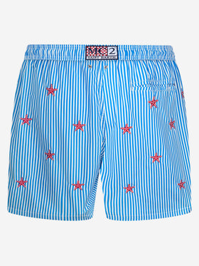 Herren-Badeshorts aus leichtem Stoff Lighting mit aufgestickten Seesternen