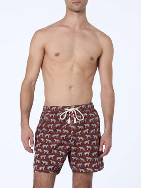 Man lightweight fabric swim-shorts Lighting 70 with micro cheeta print - MC2 Saint Barth