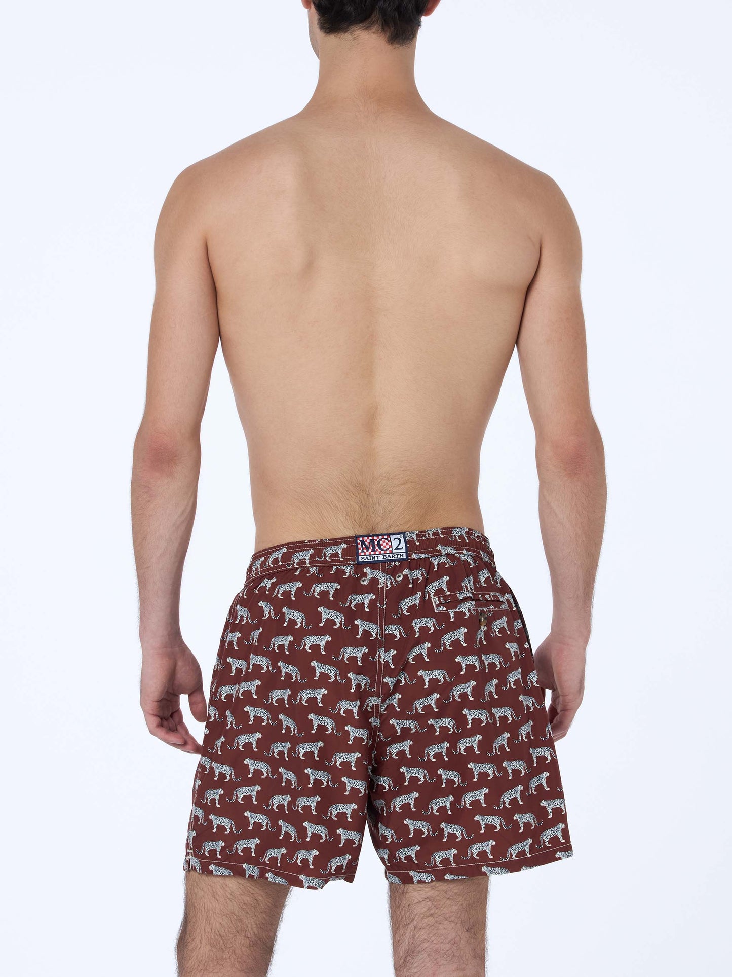 Man lightweight fabric swim-shorts Lighting 70 with micro cheeta print - MC2 Saint Barth