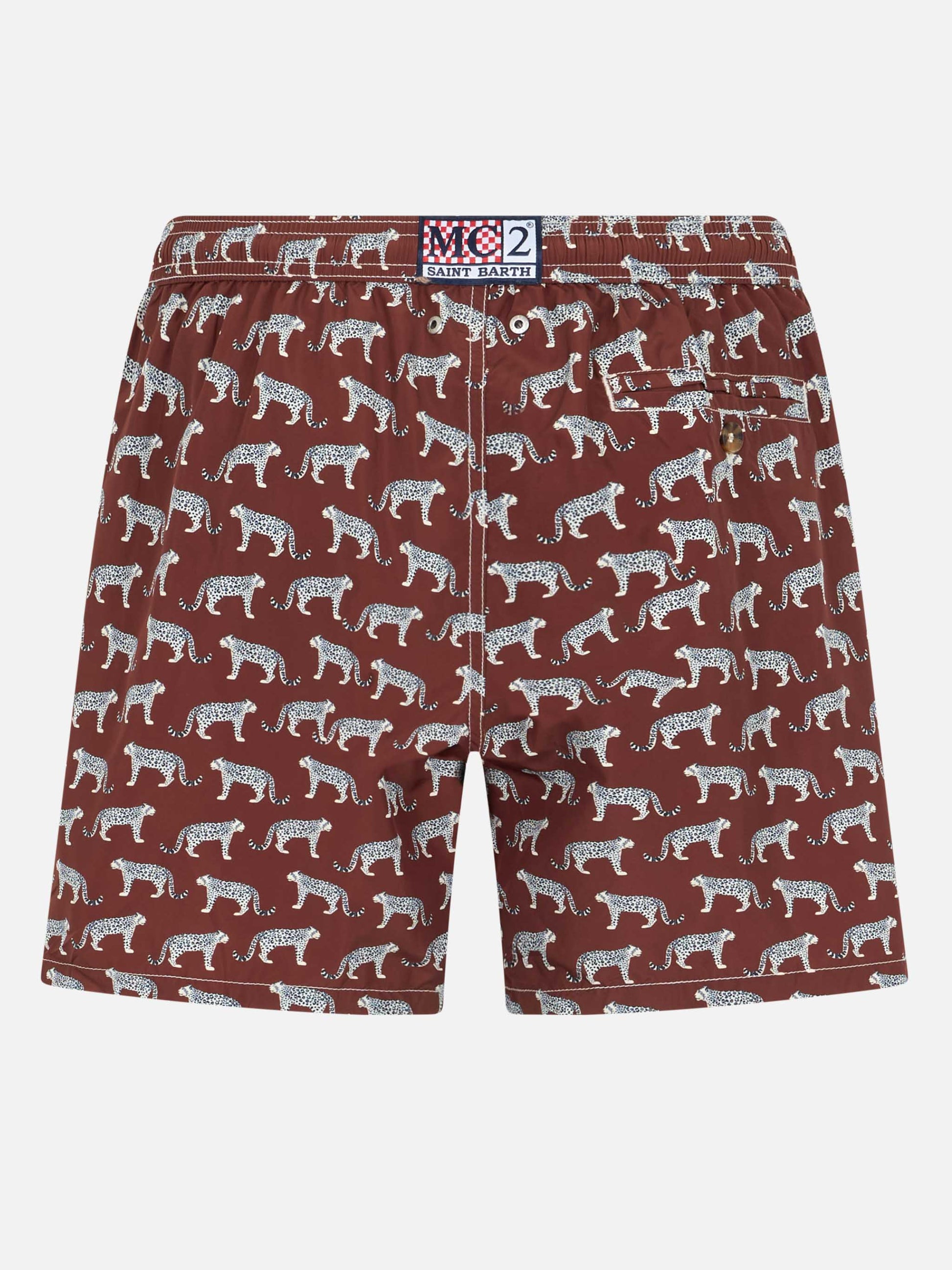 Man lightweight fabric swim-shorts Lighting 70 with micro cheeta print - MC2 Saint Barth