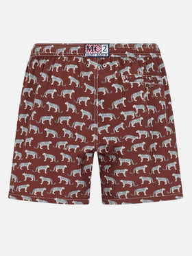 Man lightweight fabric swim-shorts Lighting 70 with micro cheeta print - MC2 Saint Barth
