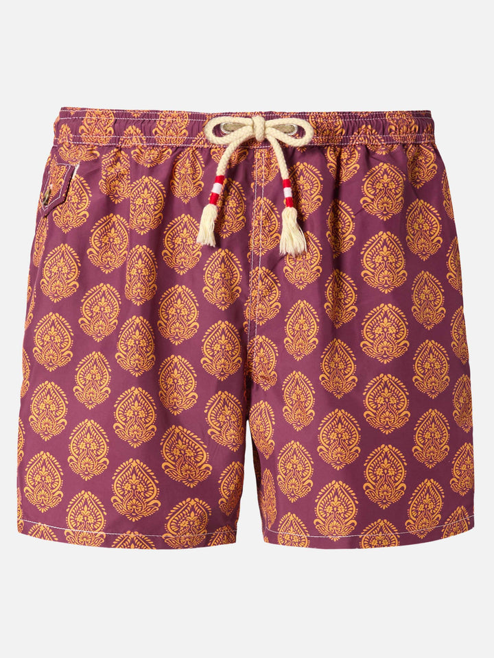 Lightweight fabric swim-shorts Lighting 70 with indian print