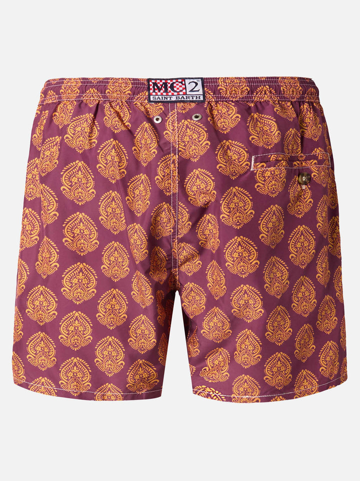 Lightweight fabric swim-shorts Lighting 70 with indian print