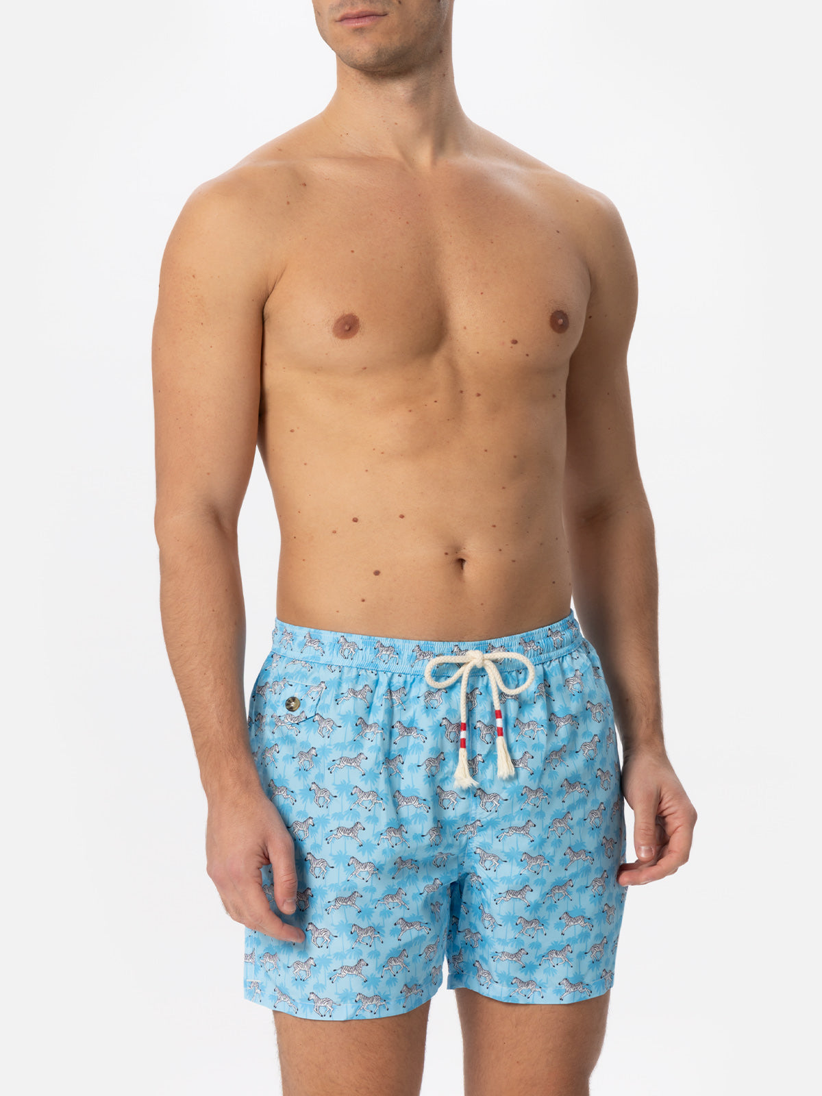Man light fabric swim shorts with zebra print - MC2 Saint Barth
