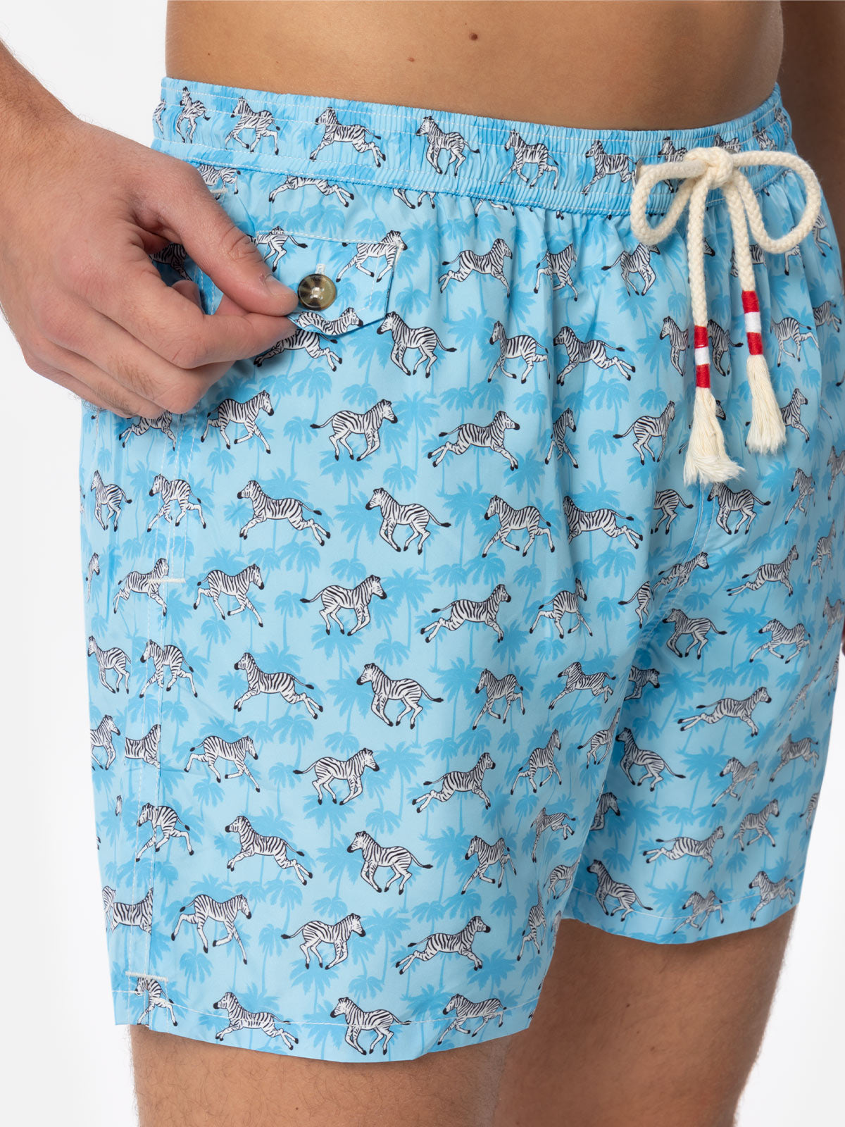 Man light fabric swim shorts with zebra print - MC2 Saint Barth
