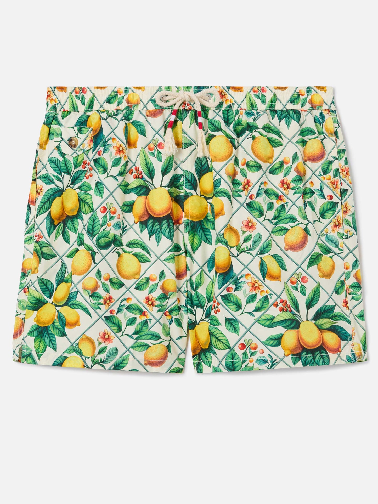 Short de bain Lighting 70 à imprimé majolique citron 