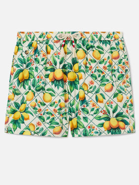 Short de bain Lighting 70 à imprimé majolique citron 