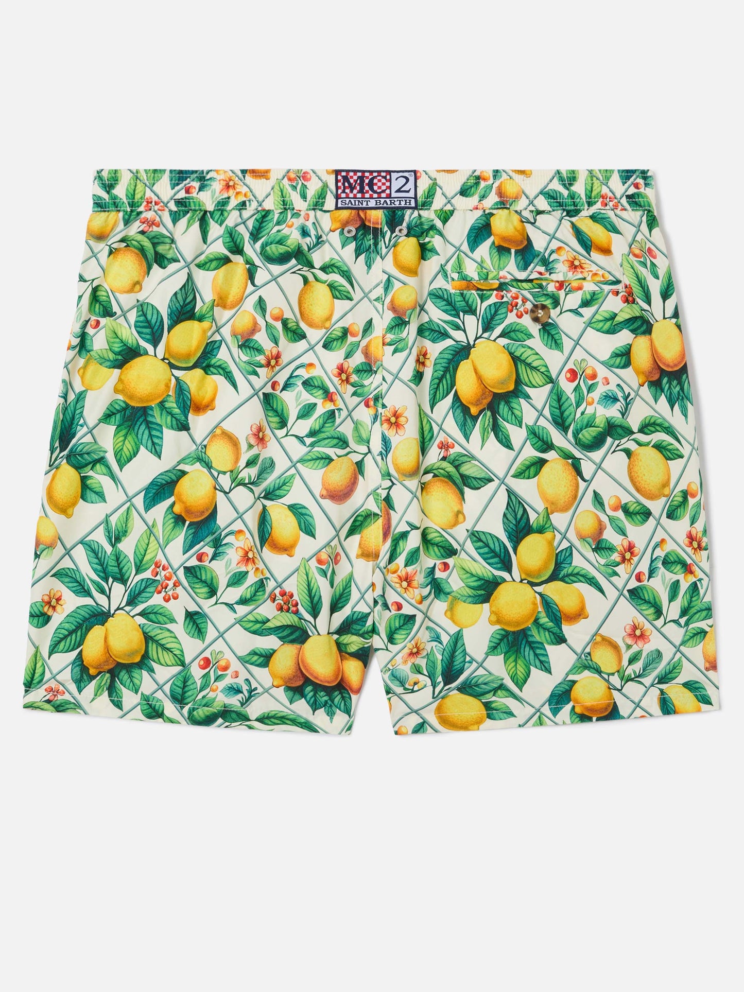 Short de bain Lighting 70 à imprimé majolique citron 