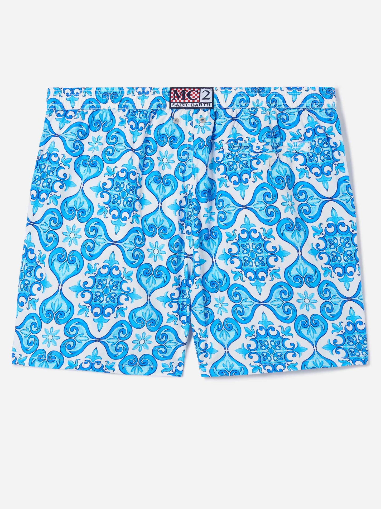 Lighting 70 swim shorts with blue majolica print
