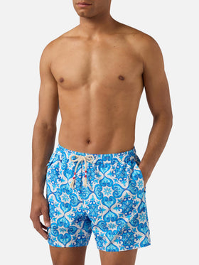 Lighting 70 swim shorts with blue majolica print