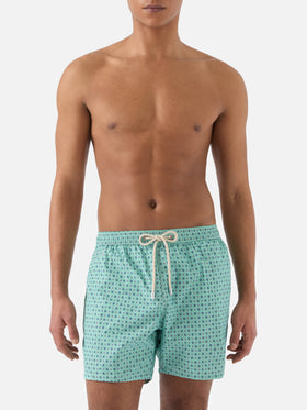 Short de bain Micro Lighting vert clair avec imprimé géométrique all-over 