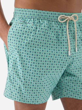 Short de bain Micro Lighting vert clair avec imprimé géométrique all-over 