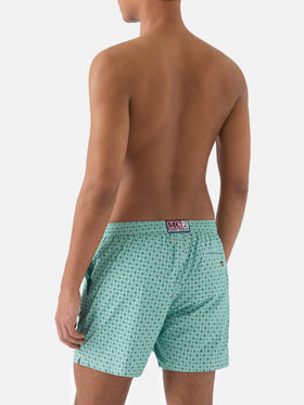 Short de bain Micro Lighting vert clair avec imprimé géométrique all-over 