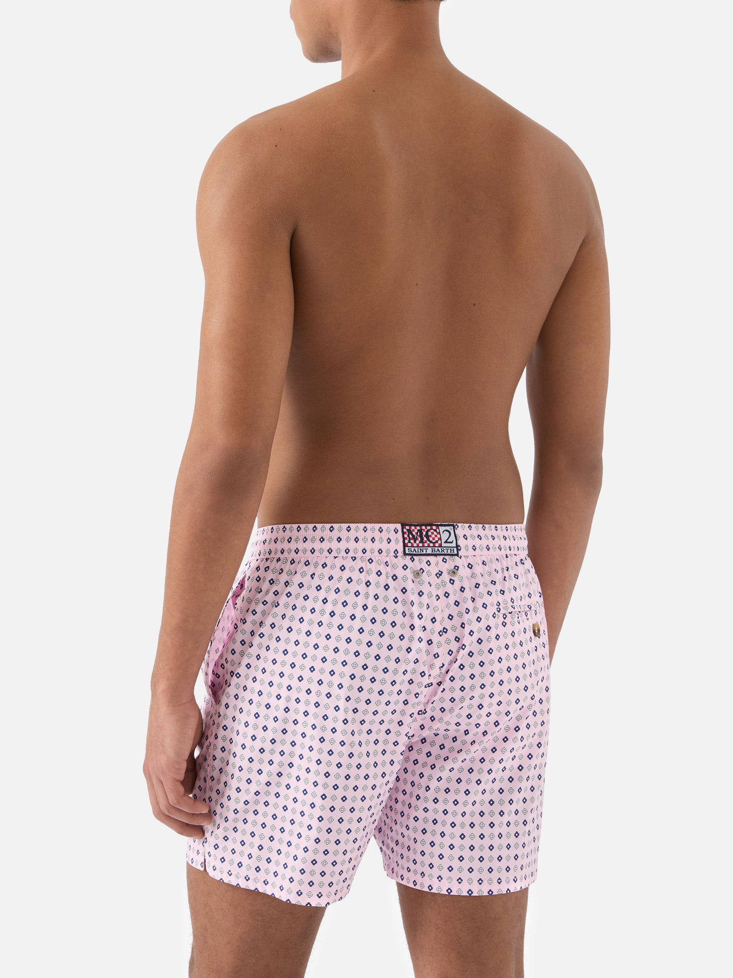 Short de bain Micro Pink Lighting avec imprimé géométrique all-over 