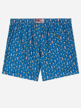 Navy Lighting Micro swim shorts with all-over cocktail print