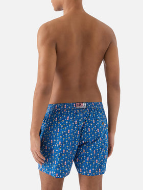 Navy Lighting Micro swim shorts with all-over cocktail print