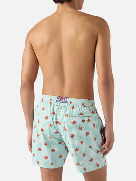 Short de bain micro Lighting à rayures vertes avec imprimé pieuvres all-over 