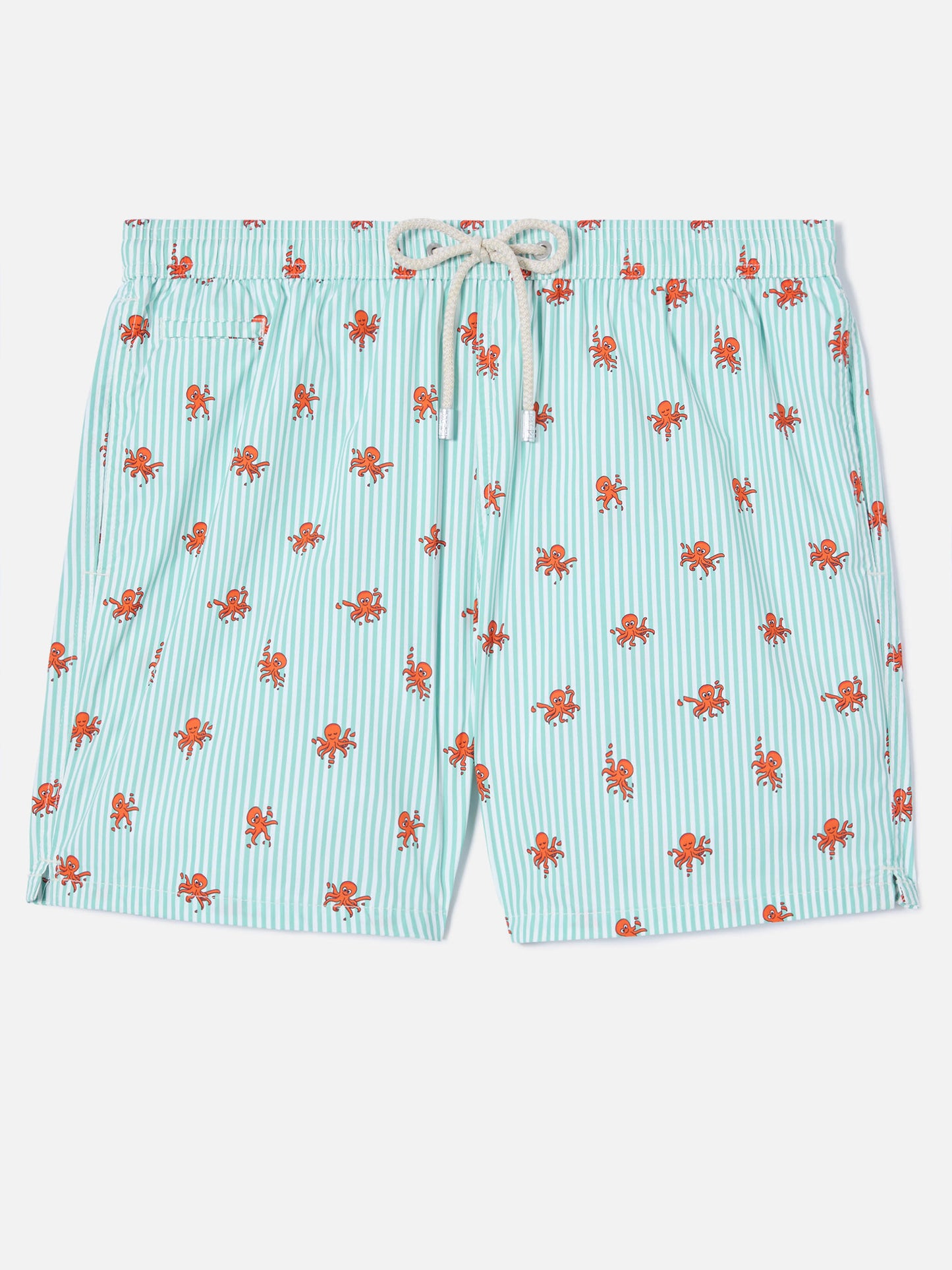 Short de bain micro Lighting à rayures vertes avec imprimé pieuvres all-over 